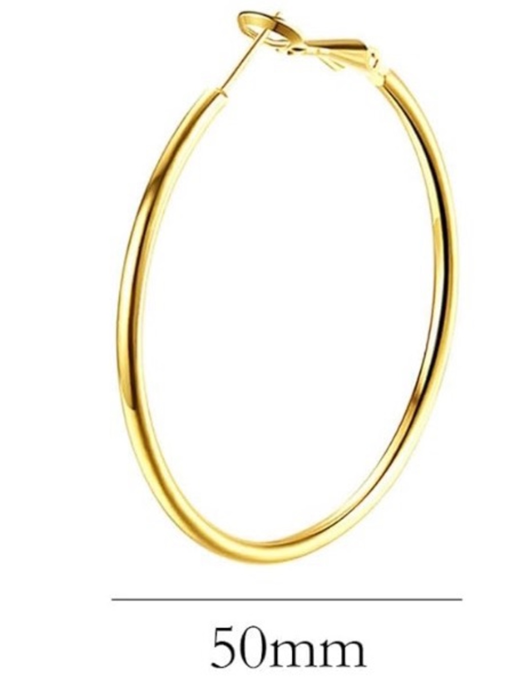 #224 Stainless Steel Sterling Silver Post Gold Hoop Earrings - Picture 2 of 2